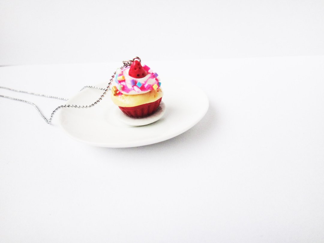 Cupcake Red Necklace - 项链 - 粘土 红色