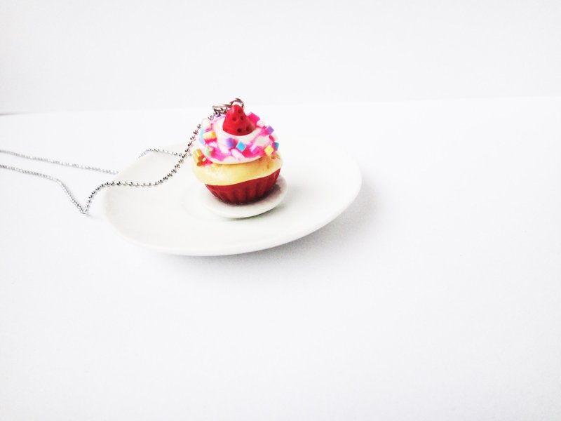 Cupcake Red Necklace - 项链 - 粘土 红色