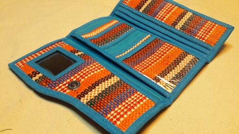 秘鲁 多彩 编织 长夹-蓝 - 皮夹/钱包 - 植物．花 多色