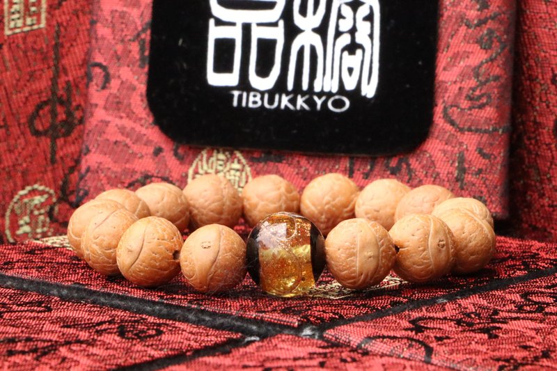 尼泊尔凤眼菩提子 14mm 正眼 金砂琉璃隔珠 手串 手链 佛珠 饰品 - 手链/手环 - 植物．花 