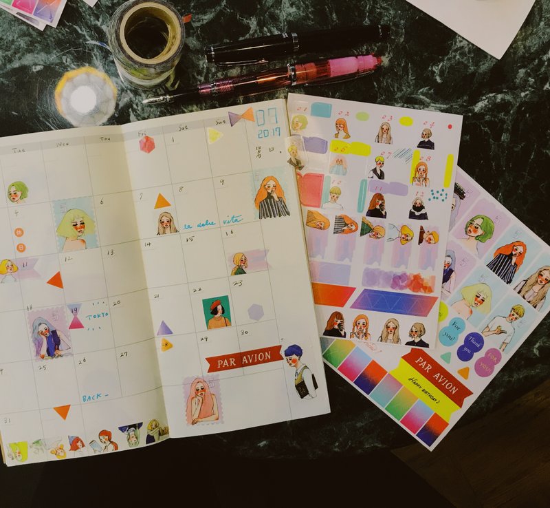 日记用透明贴纸2入 - 贴纸 - 纸 多色