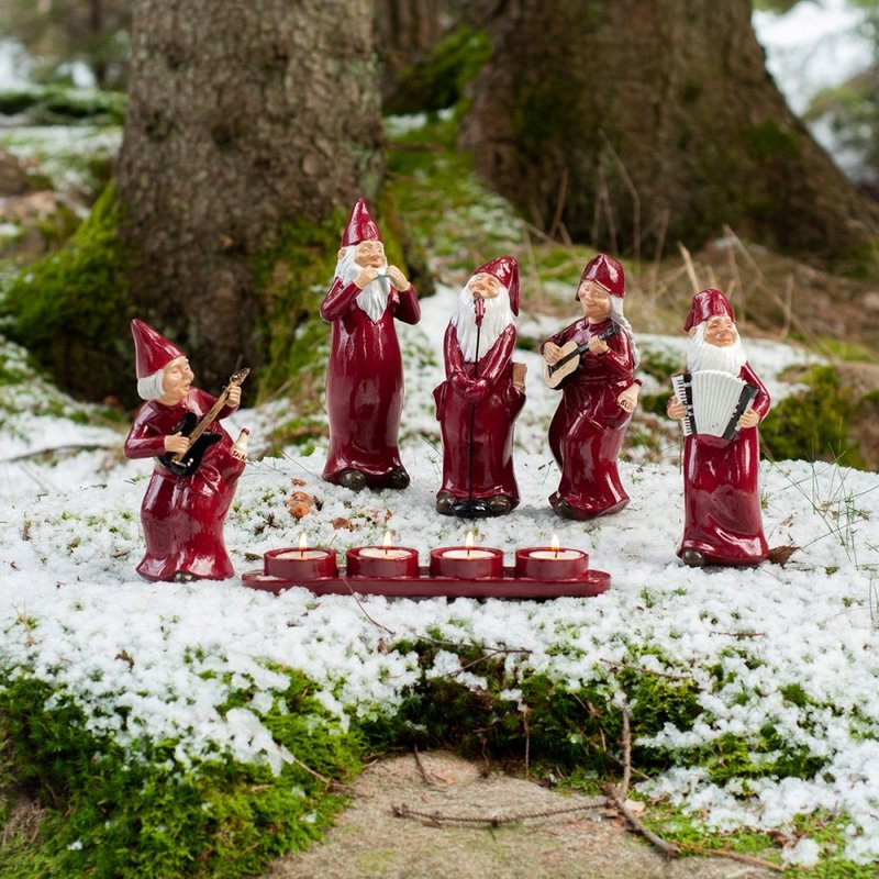 瑞典HARVESTTIME-音乐家圣诞老公公摆饰烛台 红色 23CM - 蜡烛/烛台 - 树脂 红色