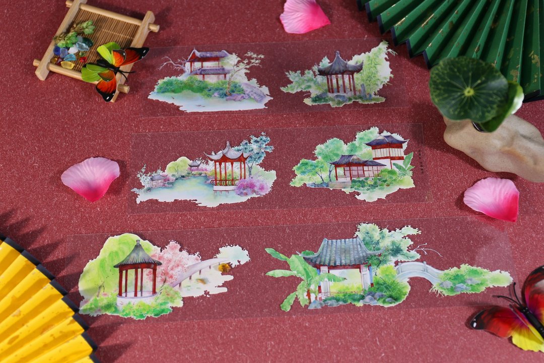 闲春幽梦 PET 纸胶带 日本和纸胶带 特油印刷  10米卷 2米卷 - 纸胶带 - 塑料 绿色