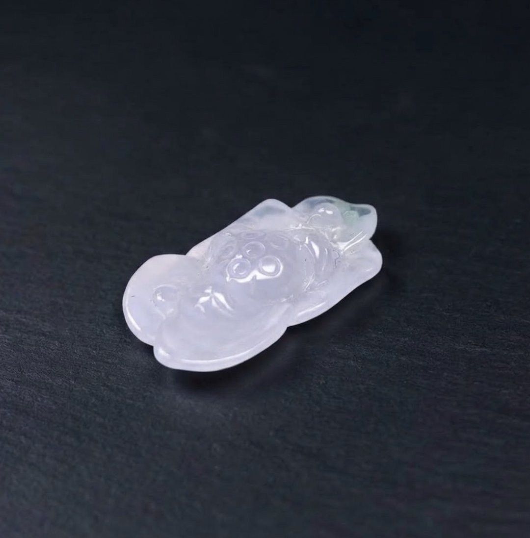 【似玉如花】冰种飘绿翡翠莲花 | 天然缅甸玉 A 货翡翠 | 送礼 - 吊饰 - 玉石 绿色