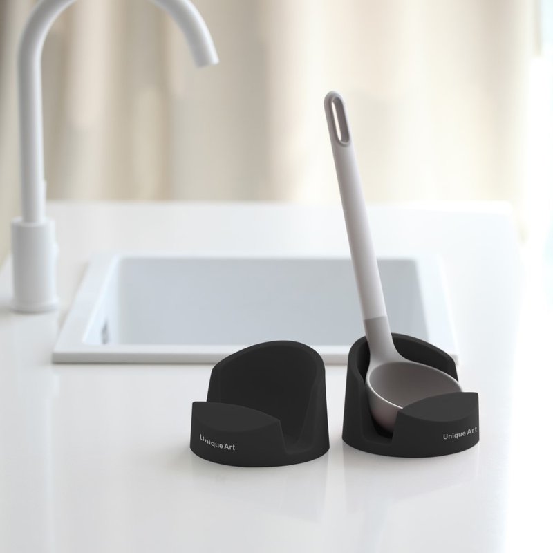 【新品上市】EASY KITCHEN 多用途硅胶汤勺架 - 汤勺/锅铲 - 硅胶 黑色