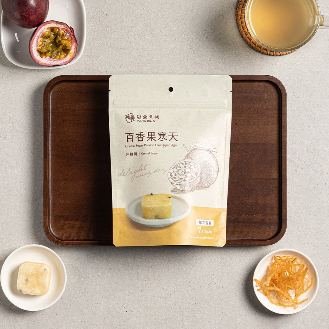 糖鼎 冰糖砖-百香果寒天 轻巧包 7入 - 蜂蜜/黑糖 - 其他材质 橘色