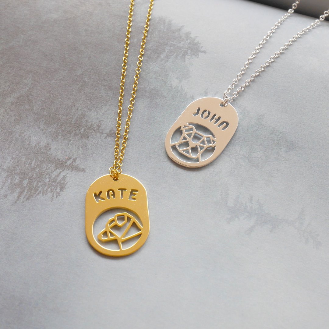 Personalized Dog Tag Necklace, Customized Gift, Birthday Gift for Dog Lover - 项链 - 铜/黄铜 金色