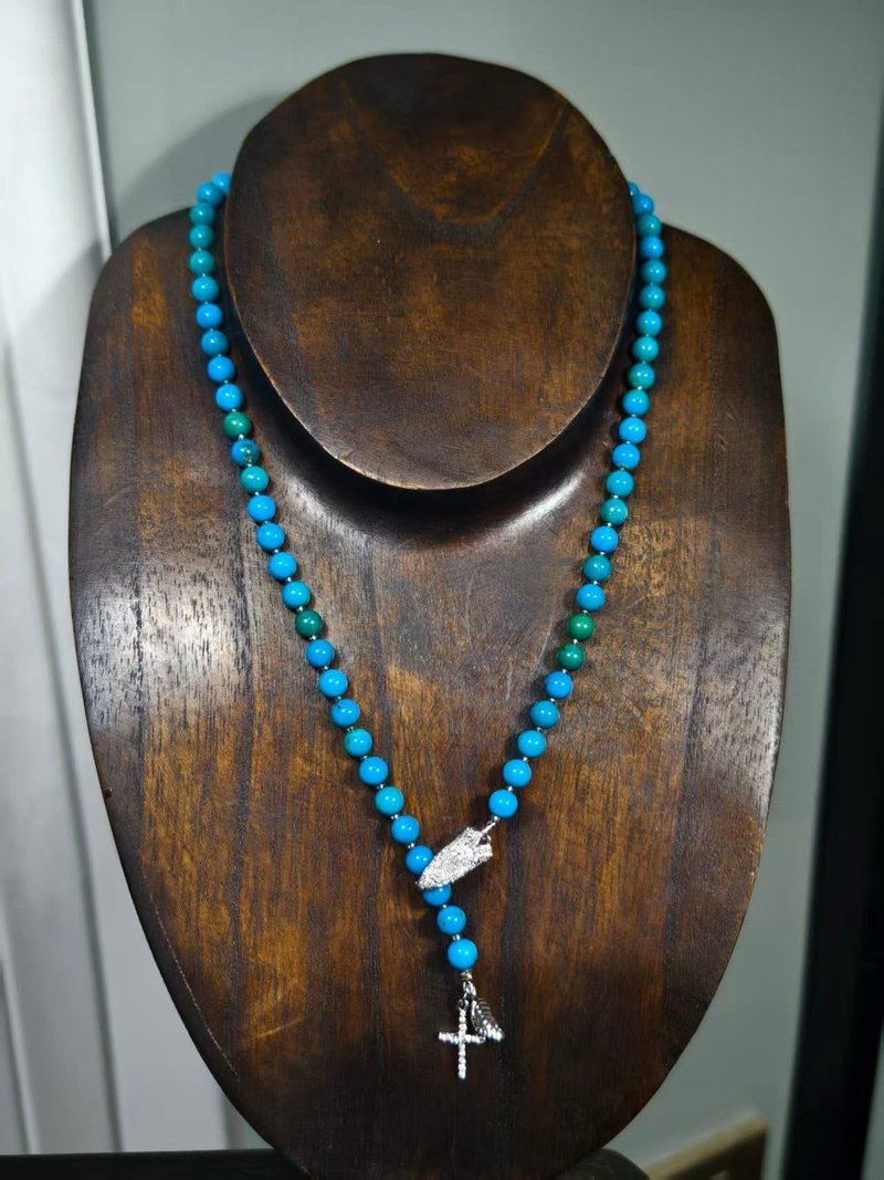 蓝绿色绿松石项链 - 项链 - 半宝石 绿色