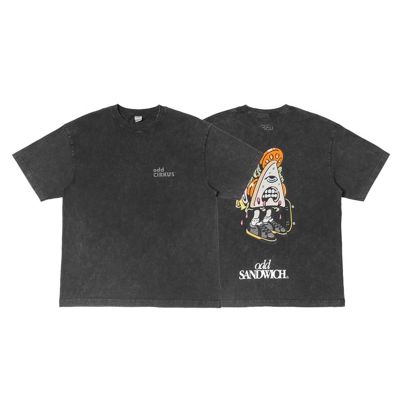 odd CIRKUS × RFW odd SANDWICH TSHIRT 图像短Tee / 水洗黑 - 女装 T 恤 - 棉．麻 黑色