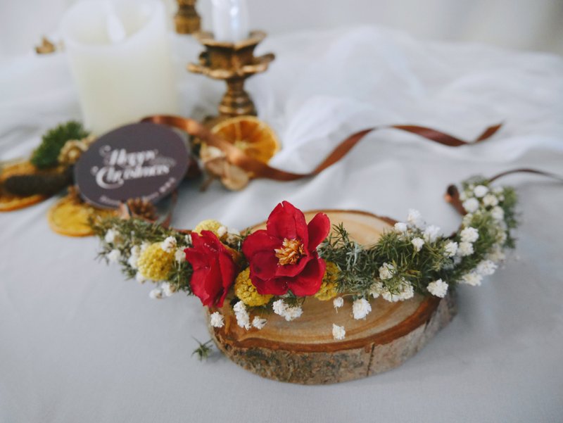 耶诞头冠花圈 干燥雪松花冠 - 干燥花/捧花 - 植物．花 绿色