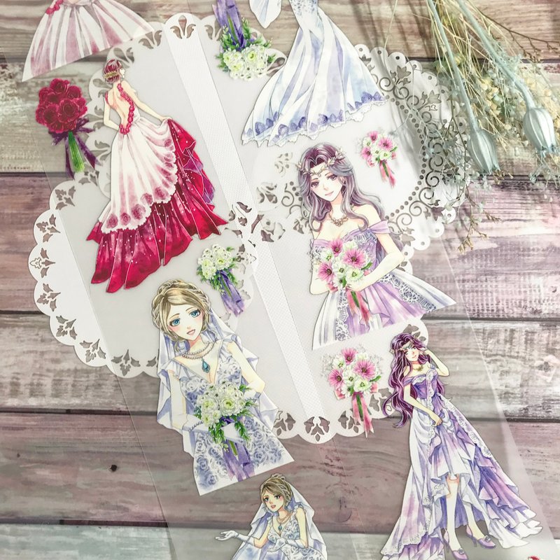 最闪耀的妳Shining Ladies-2-婚纱淑女II-亮P/雾P/和纸 可选 - 纸胶带 - 纸 多色