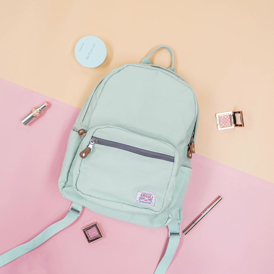 女生粉色系 户外 简约 后背包 Backpack 粉绿 - 后背包/双肩包 - 纸 绿色