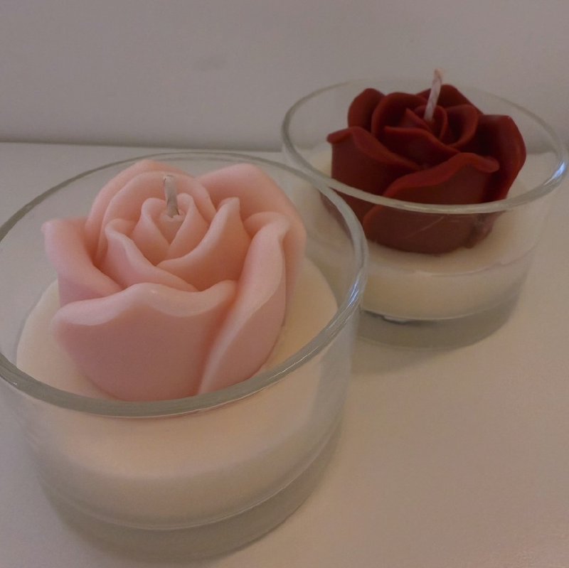 【 Light Candle 】造型蜡烛 | 浪漫玫瑰 - 蜡烛/烛台 - 玻璃 粉红色
