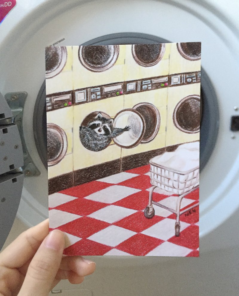 浣熊顾店 明信片 - 卡片/明信片 - 纸 红色