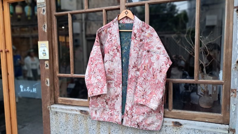 AMIN'S SHINY WORLD 爱慕莫内粉色提花 KIMONO - 女装休闲/机能外套 - 棉．麻 粉红色