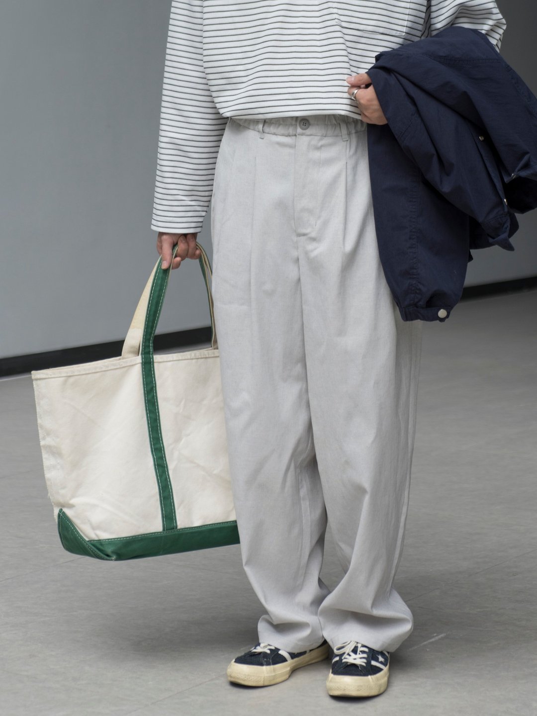 Pants 雙褶休閒亞麻適合透氣休閒長褲 日系寬鬆直筒潮流闊腿褲 - 男士长裤 - 棉 多色