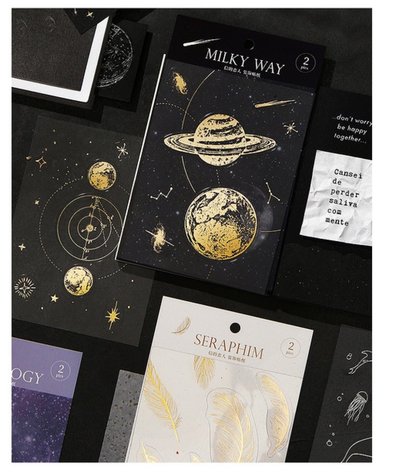 装饰贴纸 万物生系列 光年外 占星术 彼岸海 烫金 星空 太空 宇宙 - 贴纸 - 纸 
