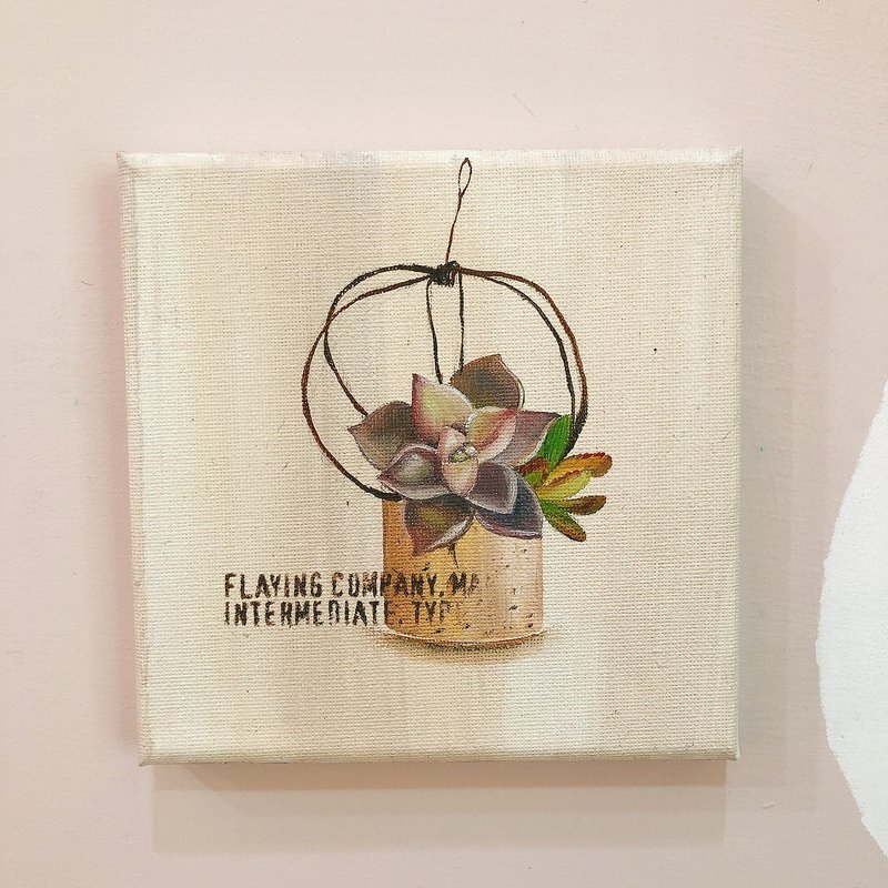 多肉植物 油画 压克力画 手工绘制 无框画 礼物 生日礼物 情人节 - 海报/装饰画/版画 - 棉．麻 