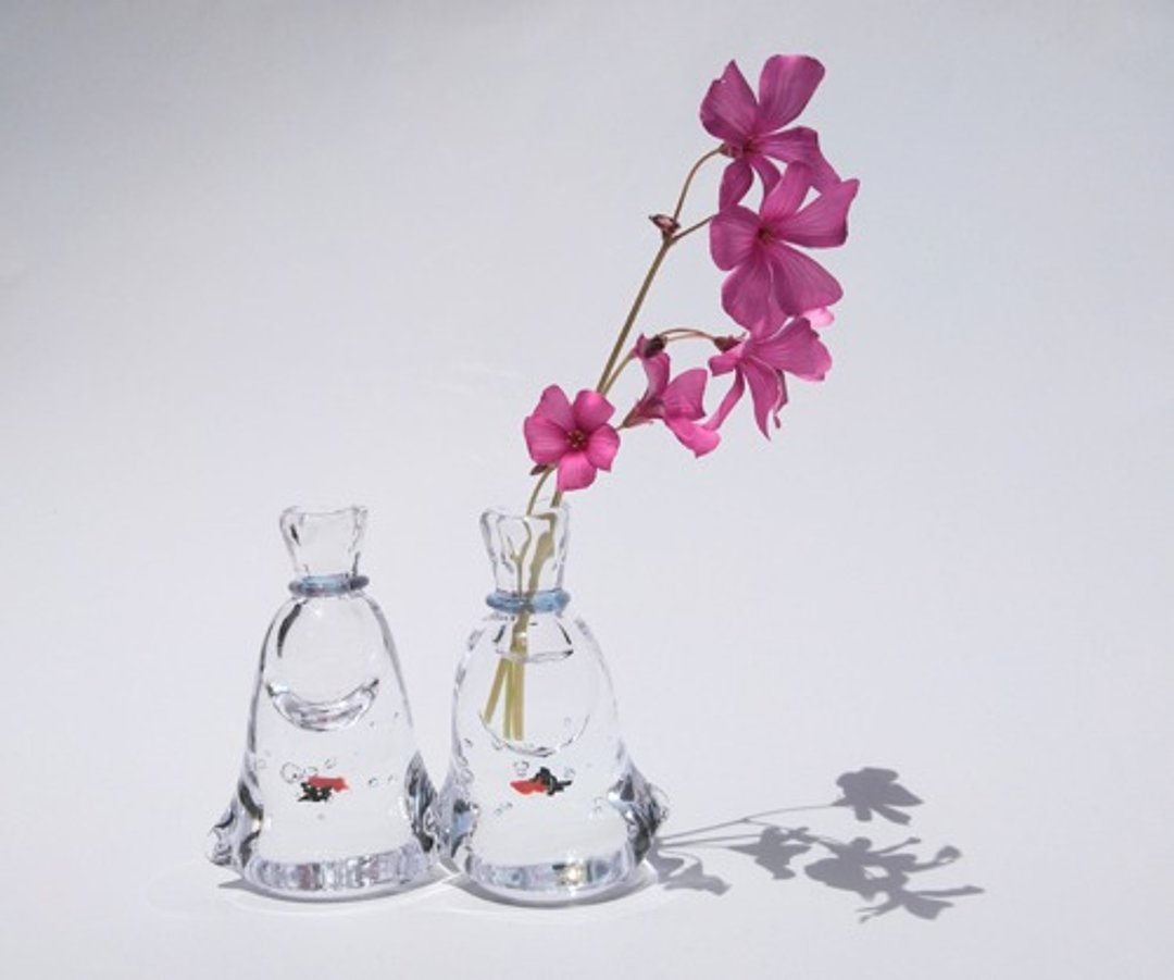 Goldfish vase light blue - 花瓶/陶器 - 玻璃 透明