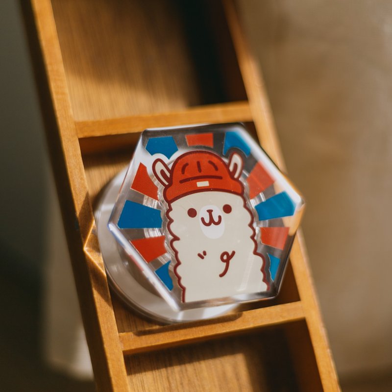 【磁吸手机座】草泥马 / 红蓝 / 六角磁砖系列 - 手机座/防尘塞 - 塑料 红色