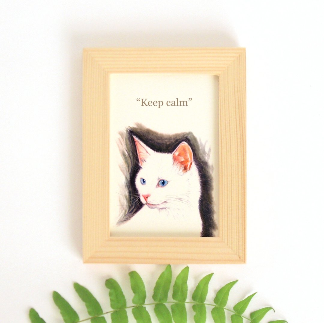 猫言喵语小幅迷你装饰画 给猫咪猫奴的礼物 白猫 土耳其安哥拉猫 - 海报/装饰画/版画 - 纸 多色
