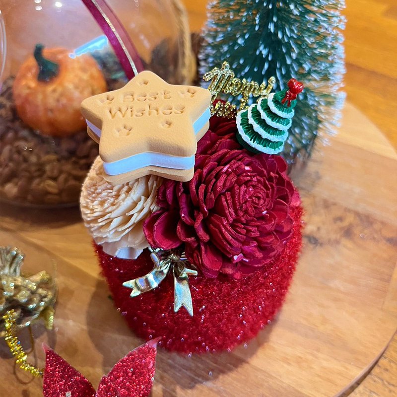 || X'mas || VERNITA-Rs 扩香蛋糕花 ,字卡可替换英文生日快乐 - 干燥花/捧花 - 植物．花 红色