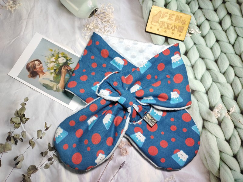 台湾设计师薄棉布富士山北极熊手作围脖-不分年龄围脖-围巾-脖围- - 围巾/披肩 - 棉．麻 