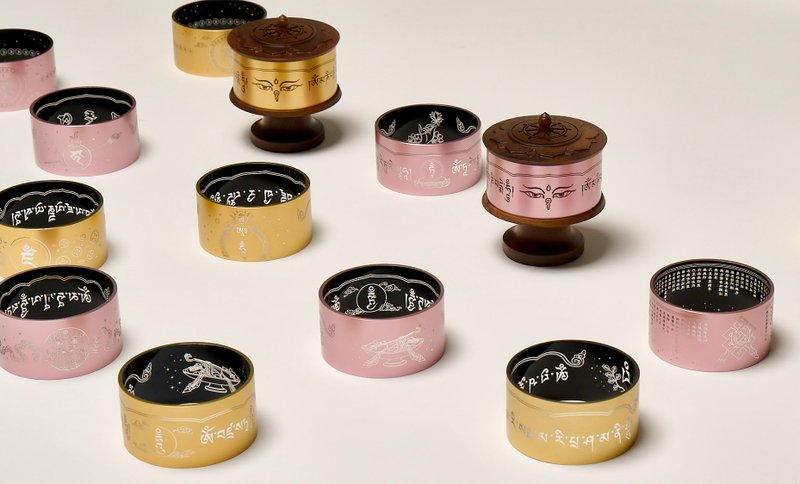 缘起转经轮配件 祈福环+5米经文胶卷 - 摆饰 - 压克力 金色