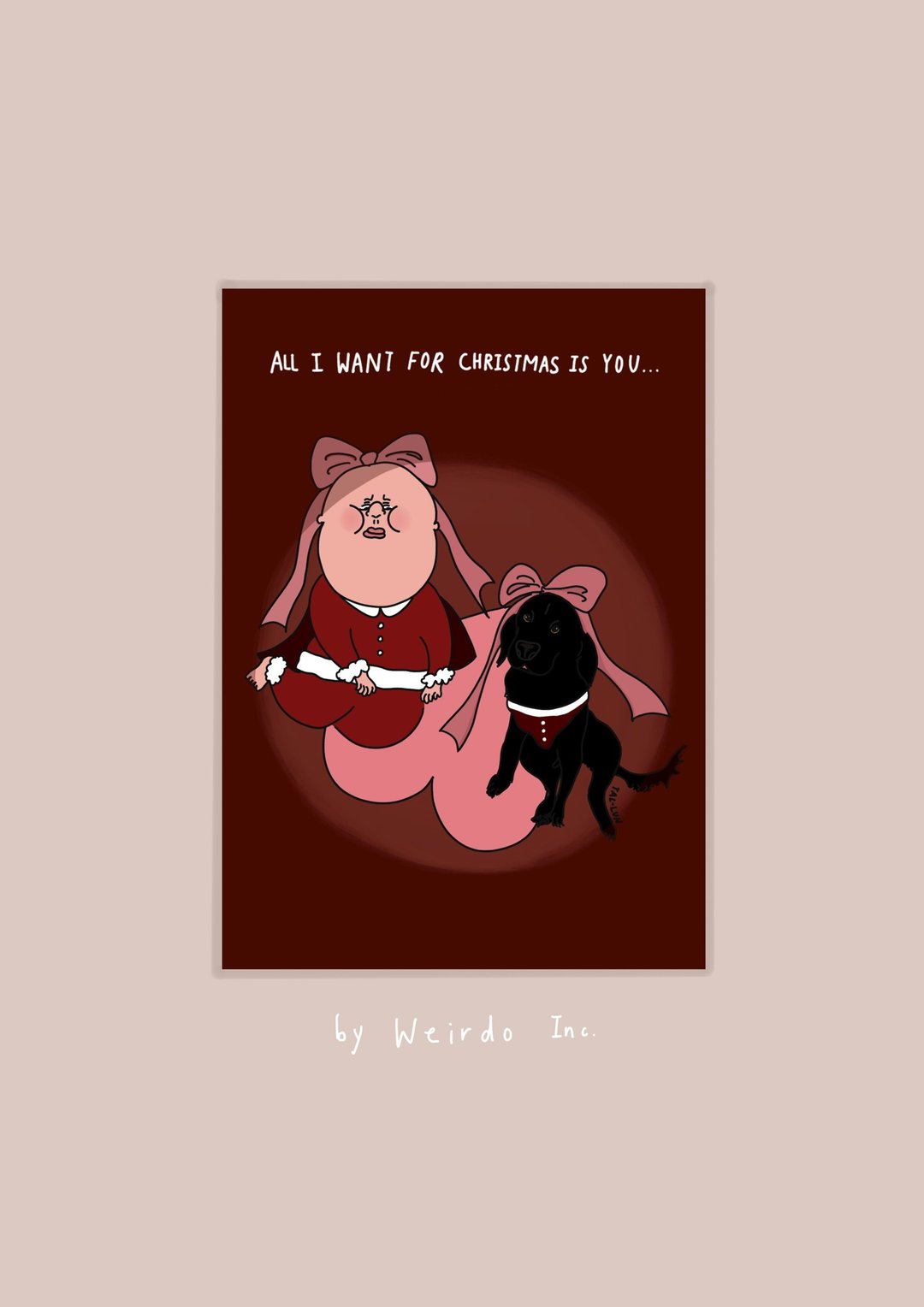 【圣诞卡片】All I WANT FOR CHRISTMAS IS... 黑狗勾!! - 卡片/明信片 - 纸 红色