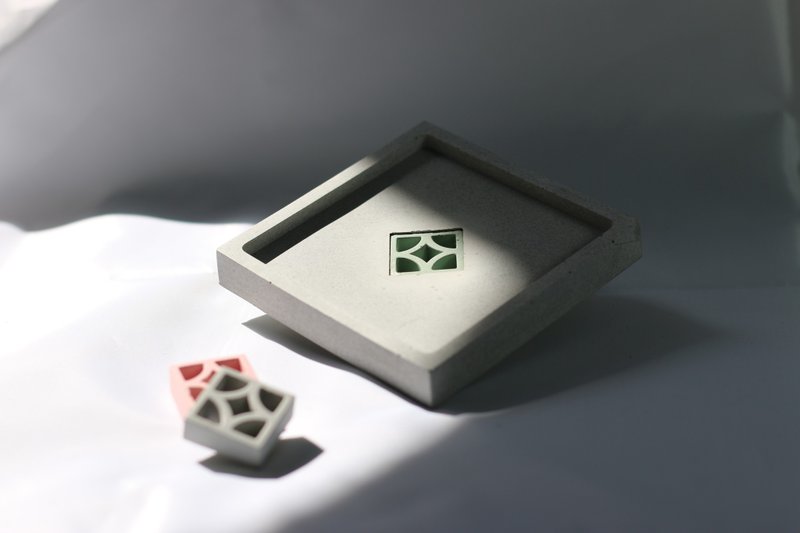 福利品-方形古窗花杯垫/颜色自由搭配 - 摆饰 - 水泥 灰色