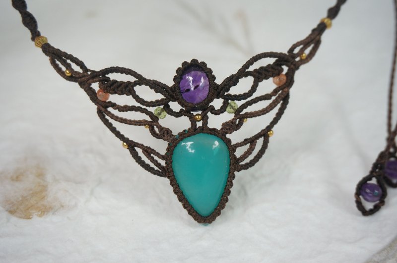 | MC |南美蜡线编织紫水晶天河石项链 necklace - 项链 - 半宝石 