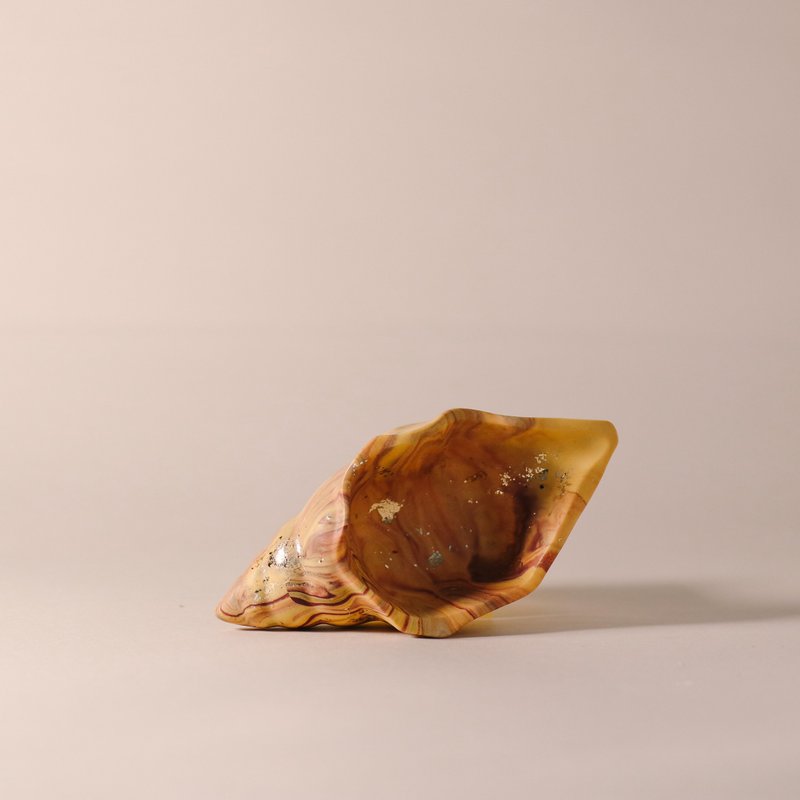环保永续材/金箔大理石海螺盘-暖潮 - 收纳用品 - 环保材料 橘色