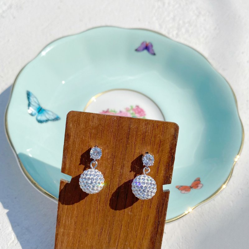 925纯银Swarovski水晶耳环 - 耳环/耳夹 - 纯银 