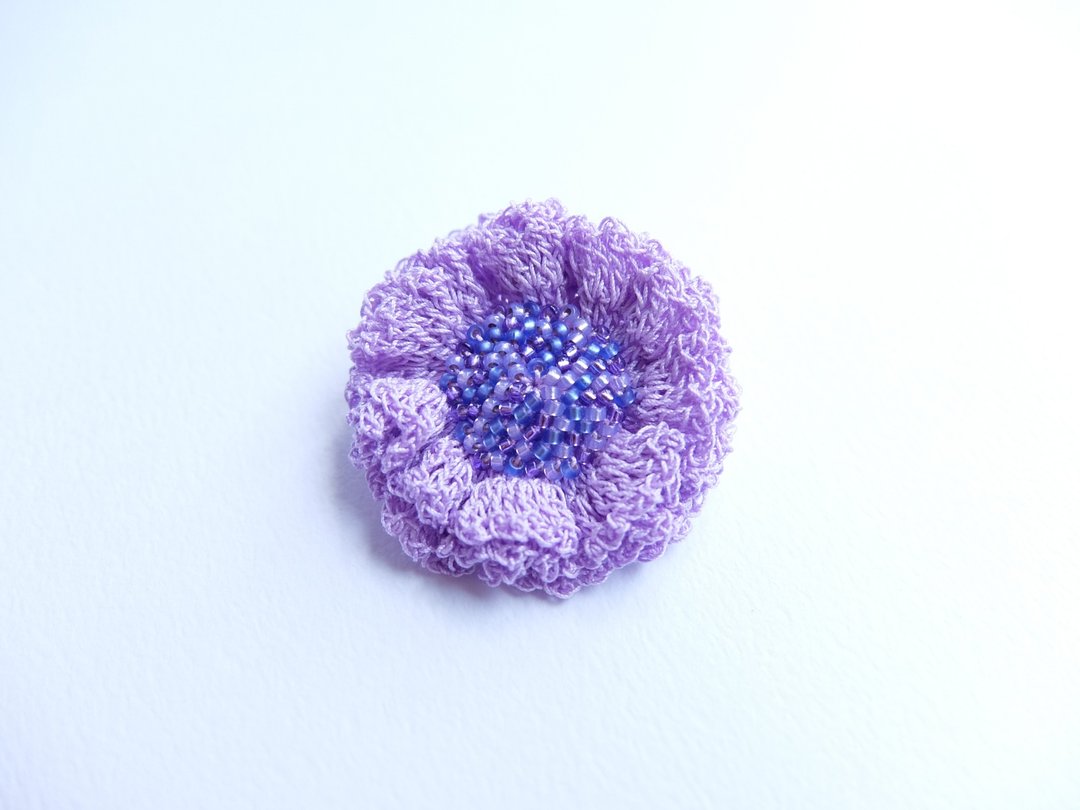 Flower brooch wisteria purple - 胸针 - 棉 紫色