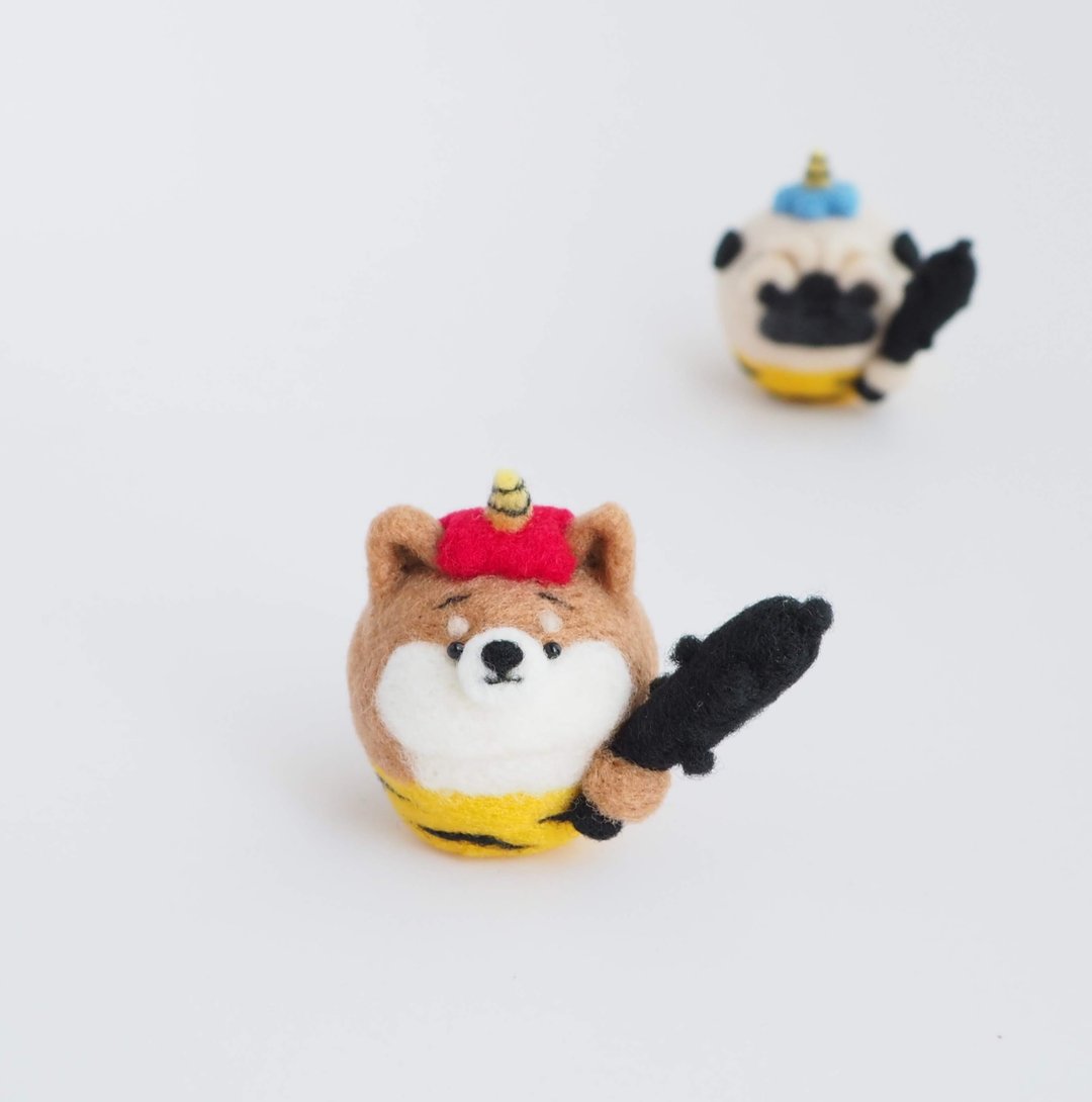 -Setsubun Cosplay- Mayu Shiba Inu Ogre (Red Shiba, Black Shiba, White Shiba) - 摆饰 - 其他人造纤维 黄色