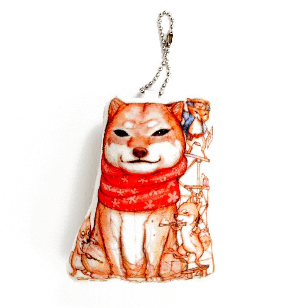 Hachi-ko Akita Inu in the bus key chain pillow New arrival Gift New Year - 枕头/抱枕 - 聚酯纤维 灰色