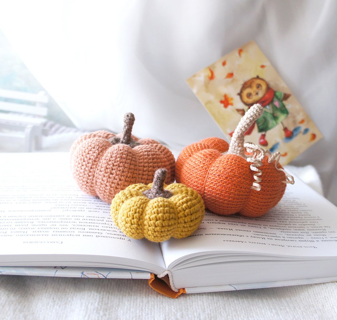 Pumpkins trio, Fall farmhouse decor, Halloween Pumpkin Toy, Fall Tray Decor - 玩偶/公仔 - 棉．麻 橘色