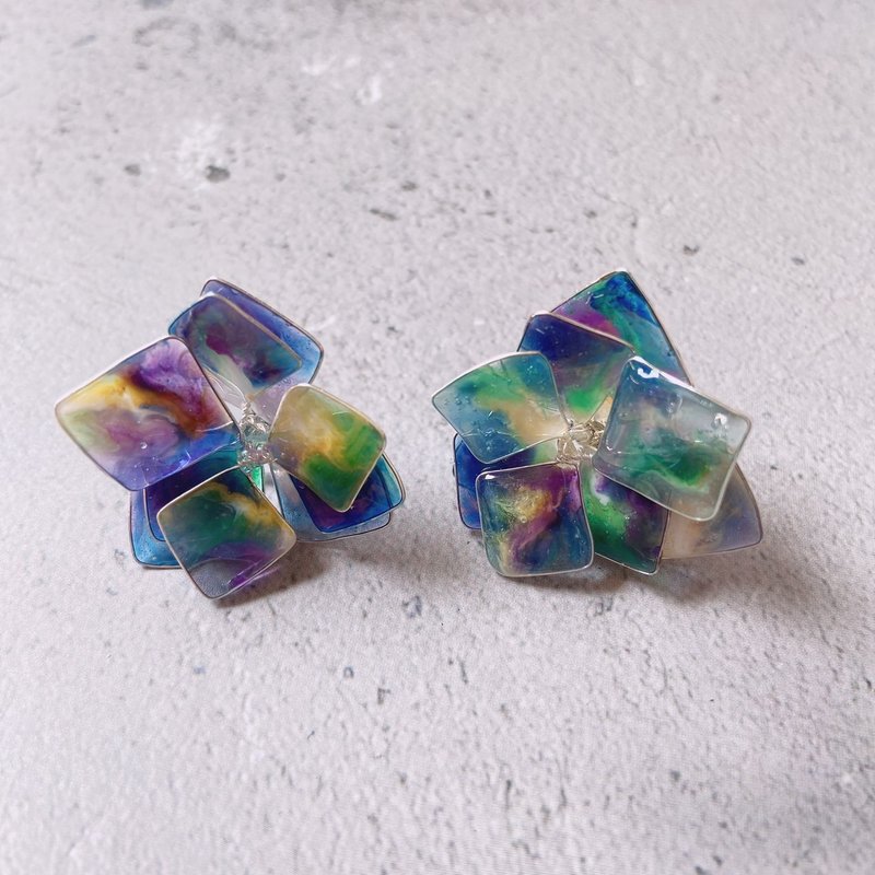 【AurorA百宝盒】A031─自然系列─极光─耳针(夹) - 耳环/耳夹 - 树脂 