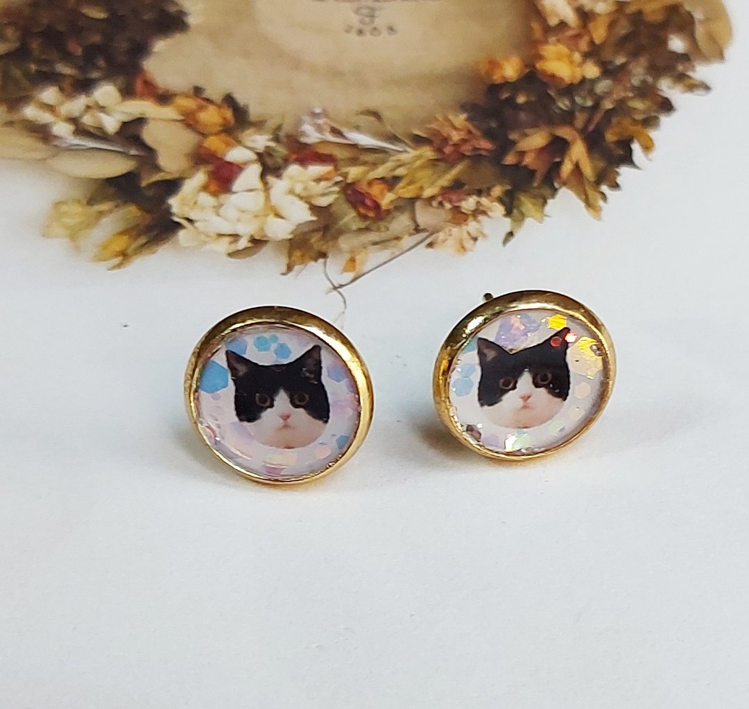 猫咪耳环 I 纪念饰品  /耳环//钥匙圈//定制化礼 - 耳环/耳夹 - 其他金属 