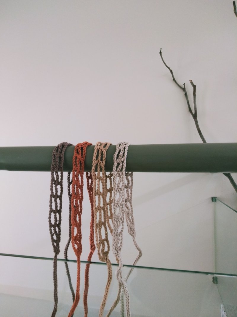 忆忘之森系列 网格发带 - 发带/发箍 - 棉．麻 卡其色