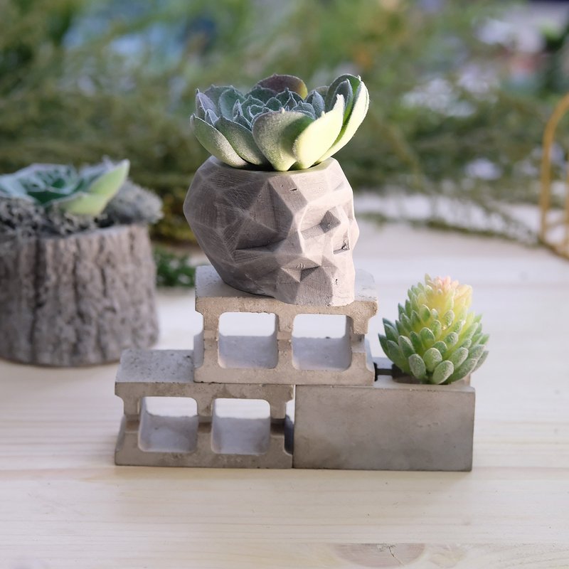 水泥空心砖3入组 - 桌上摆饰 男友礼物 水泥名片座 交换礼物 - 摆饰 - 水泥 灰色