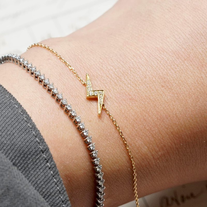 18K 幸运红绳钻石闪电手链 - 手链/手环 - 贵金属 金色