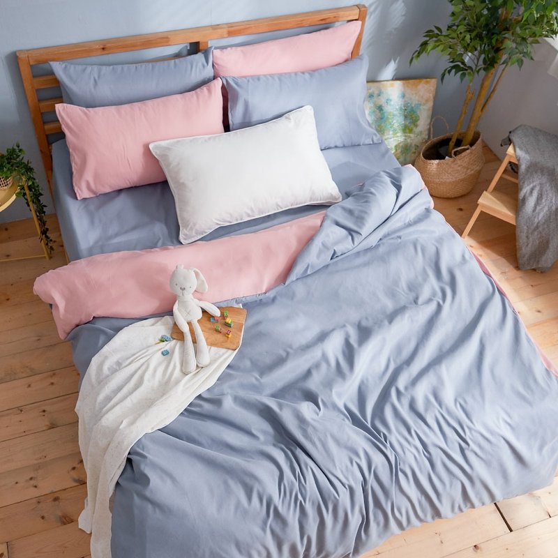 床包被套组-单人/双人/加大/ 舒柔棉 / 爱丽丝蓝床包+粉蓝被套 - 寝具 - 其他材质 蓝色