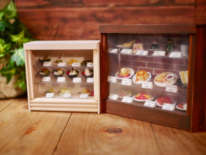 微型咖啡馆日本甜点展示柜2 件套 礼物 - 摆饰 - 木头 