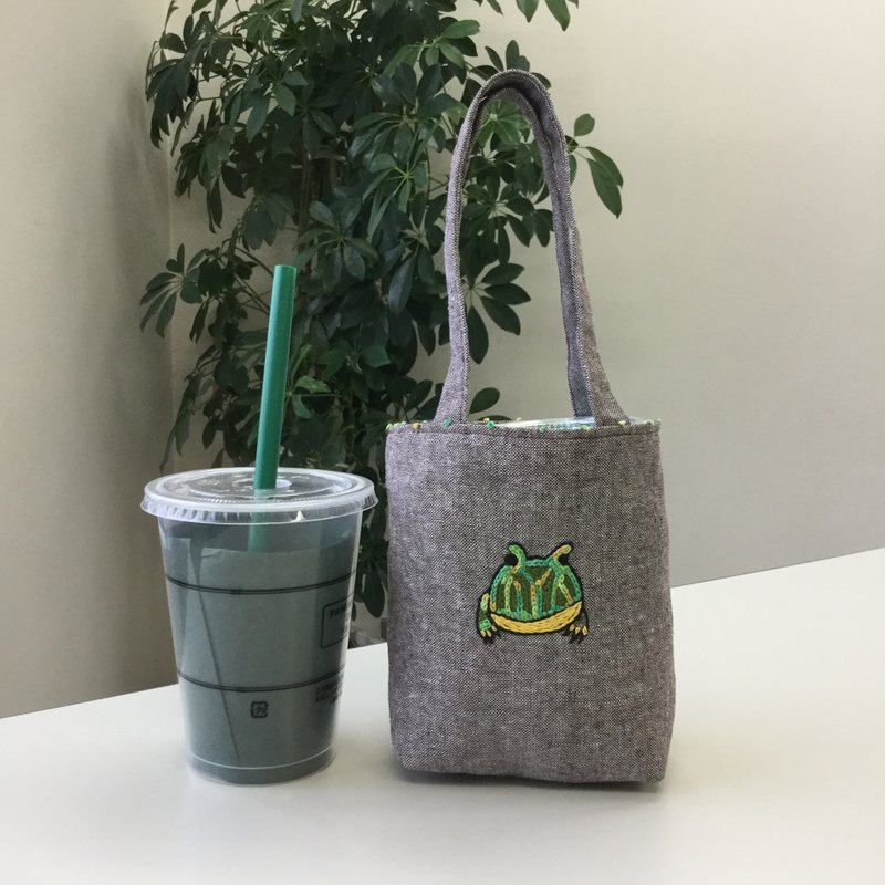 Cafe bag Bertsunogaeru mini tote - 手提包/手提袋 - 棉．麻 咖啡色