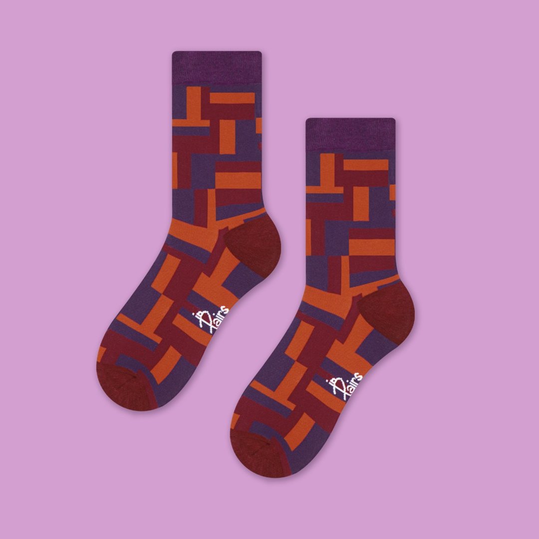 in Pairs | 理性的浪漫中筒袜-紫 - 袜子 - 棉．麻 多色