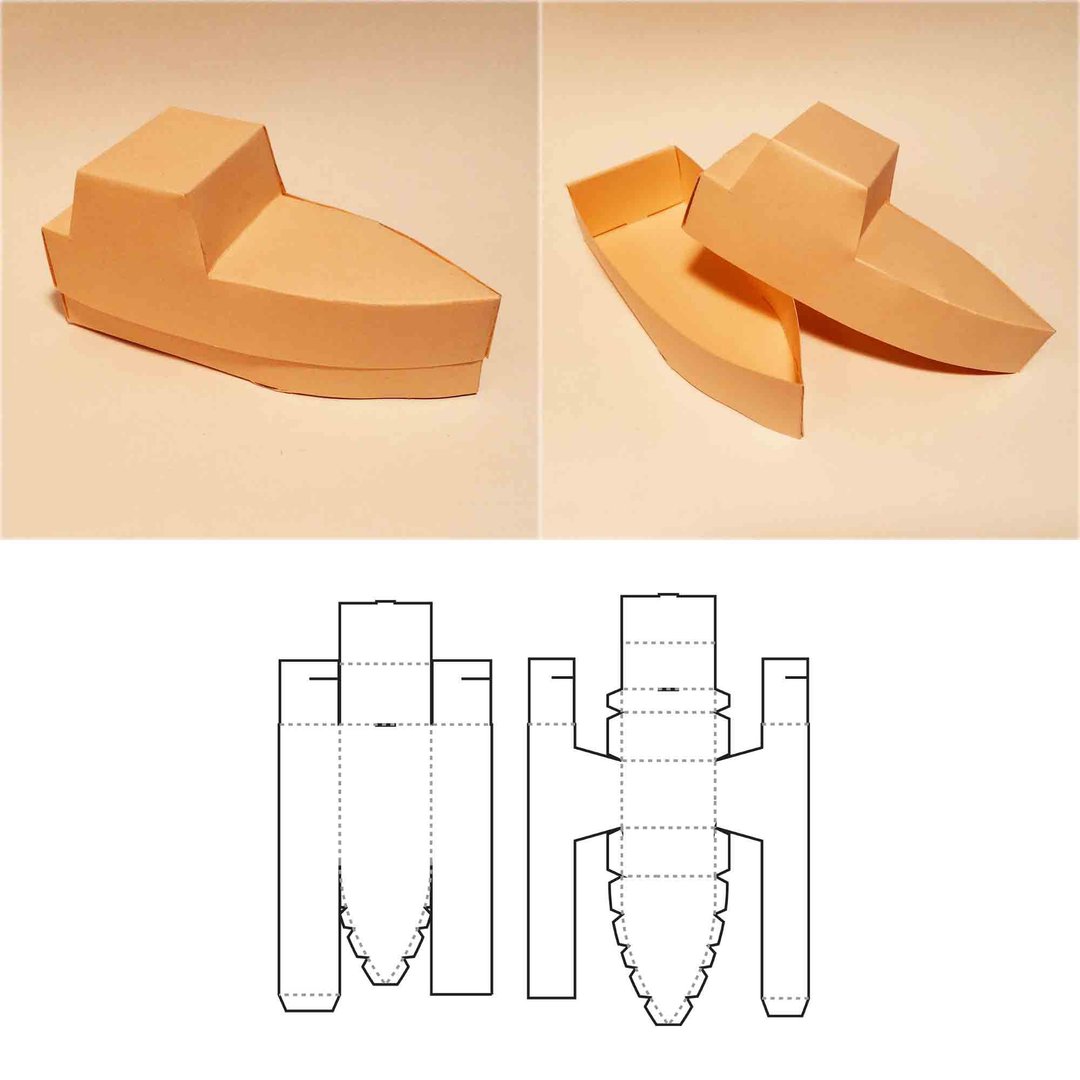 Ship box template, paper ship, boat box, paper boat, ship gift box, Cricut, PDF - 图文模板设计 - 其他材质 