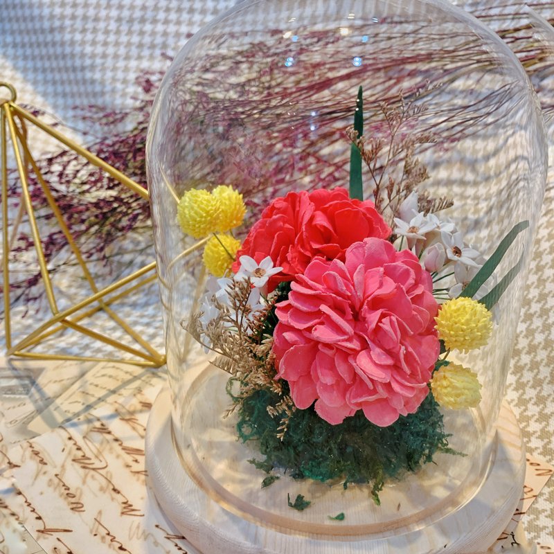 现货 康乃馨玻璃盅 仿真花 永生花 康乃馨 向日葵 毕业 礼物 - 摆饰 - 粘土 