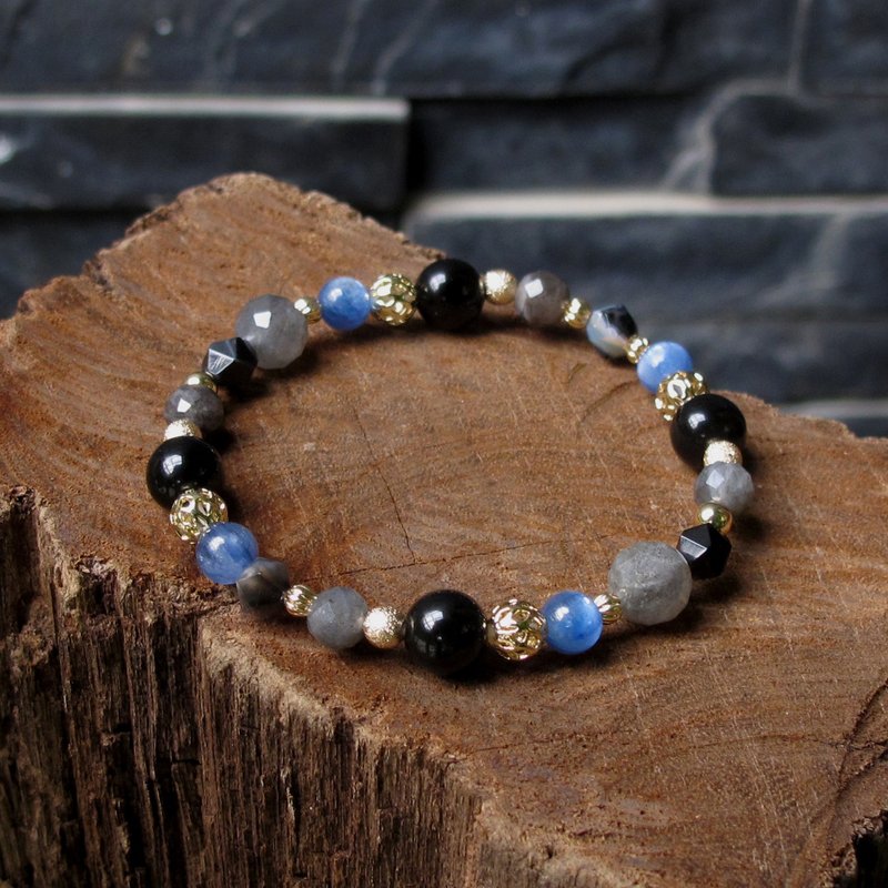 避邪 ∣ 蓝晶石 拉长石 黑曜石 手链 - 手链/手环 - 半宝石 蓝色