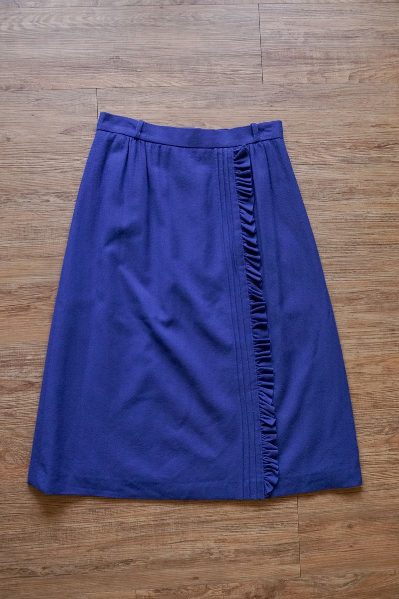 纯情百货行 古着 vintage 古着半身裙 昭和宝蓝半身裙 SL.0075 - 裙子 - 聚酯纤维 蓝色